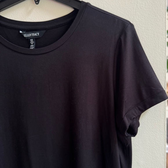 Ellen Tracy Women Medium Luxe Hi Lo Hem Tunic Top Short Sleeves - Picture 3 of 3